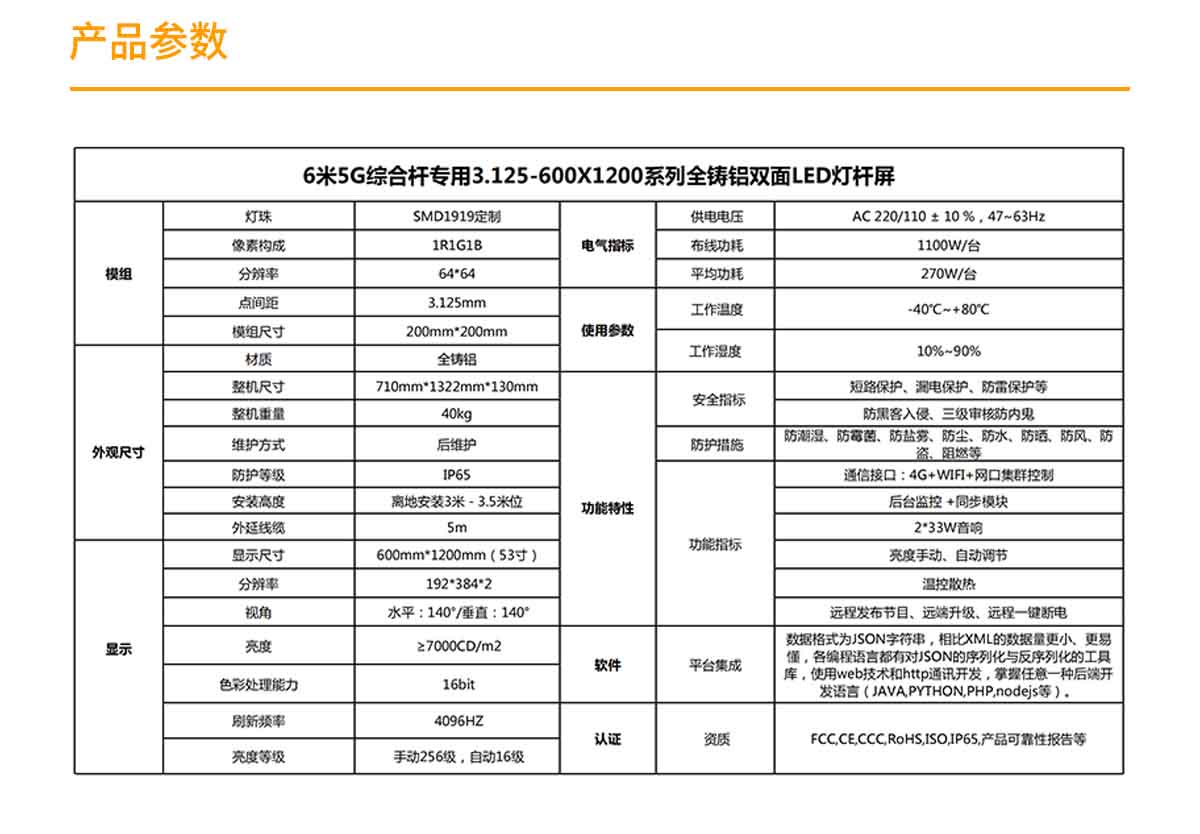 800*1600全铸铝LED灯杆屏